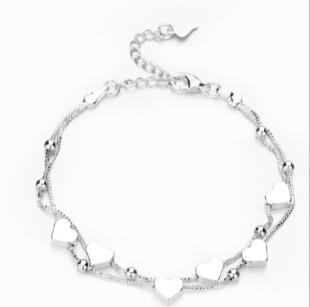 Bracelet Cœur Double — Argent S925