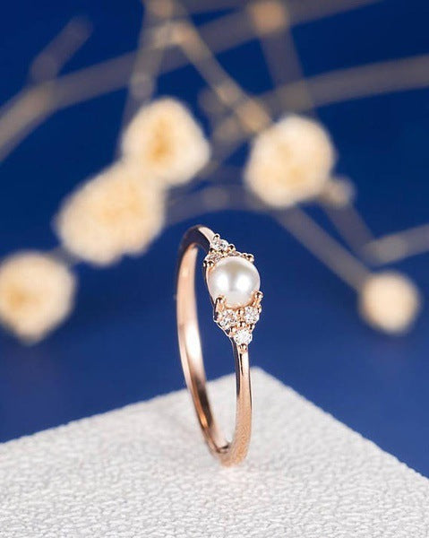 Bague Perle Rosée — Plaqué Or Rose 18K