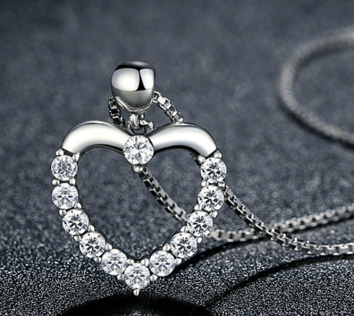 Collier Cœur Zircon — Argent Sterling S925