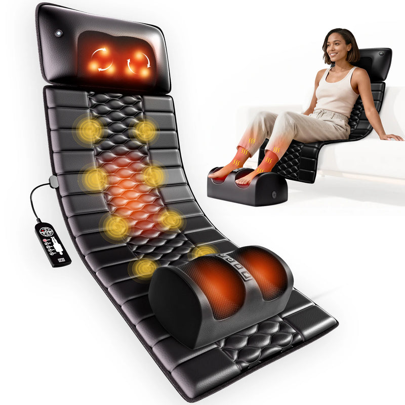 Tapis de massage chauffant pour tout le corps avec télécommande