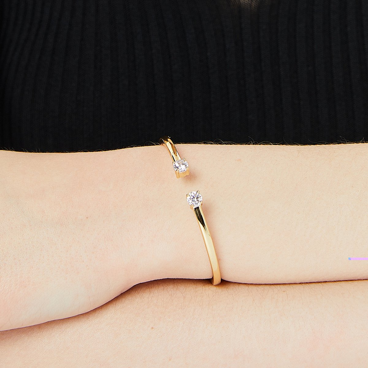 Bracelet Duo Zircon — Plaqué Or 18K