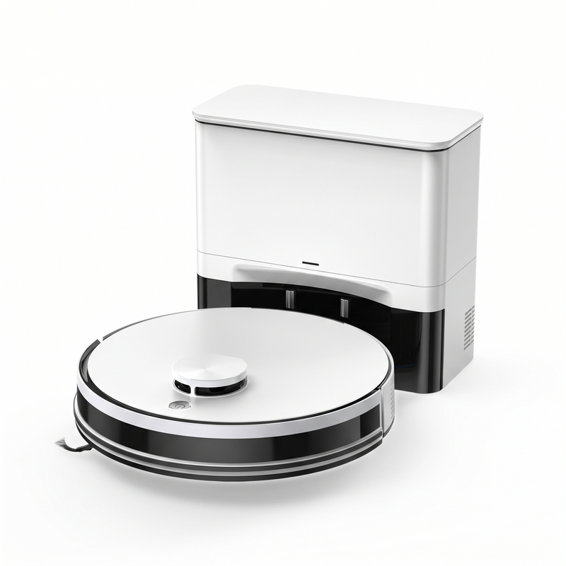 Robot aspirateur laveur avec station de vidage automatique