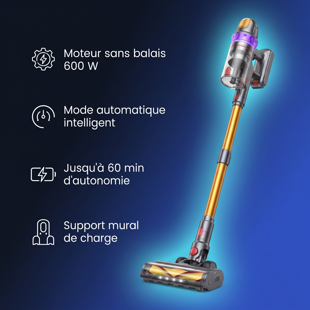 Aspirateur balai sans fil avec mode automatique intelligent : points forts