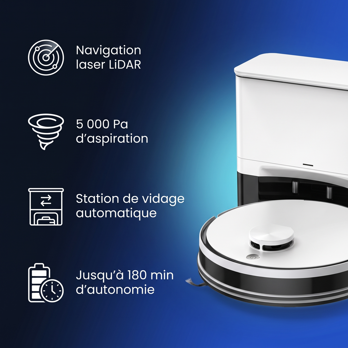 Robot aspirateur laveur avec station de vidage automatique : points forts