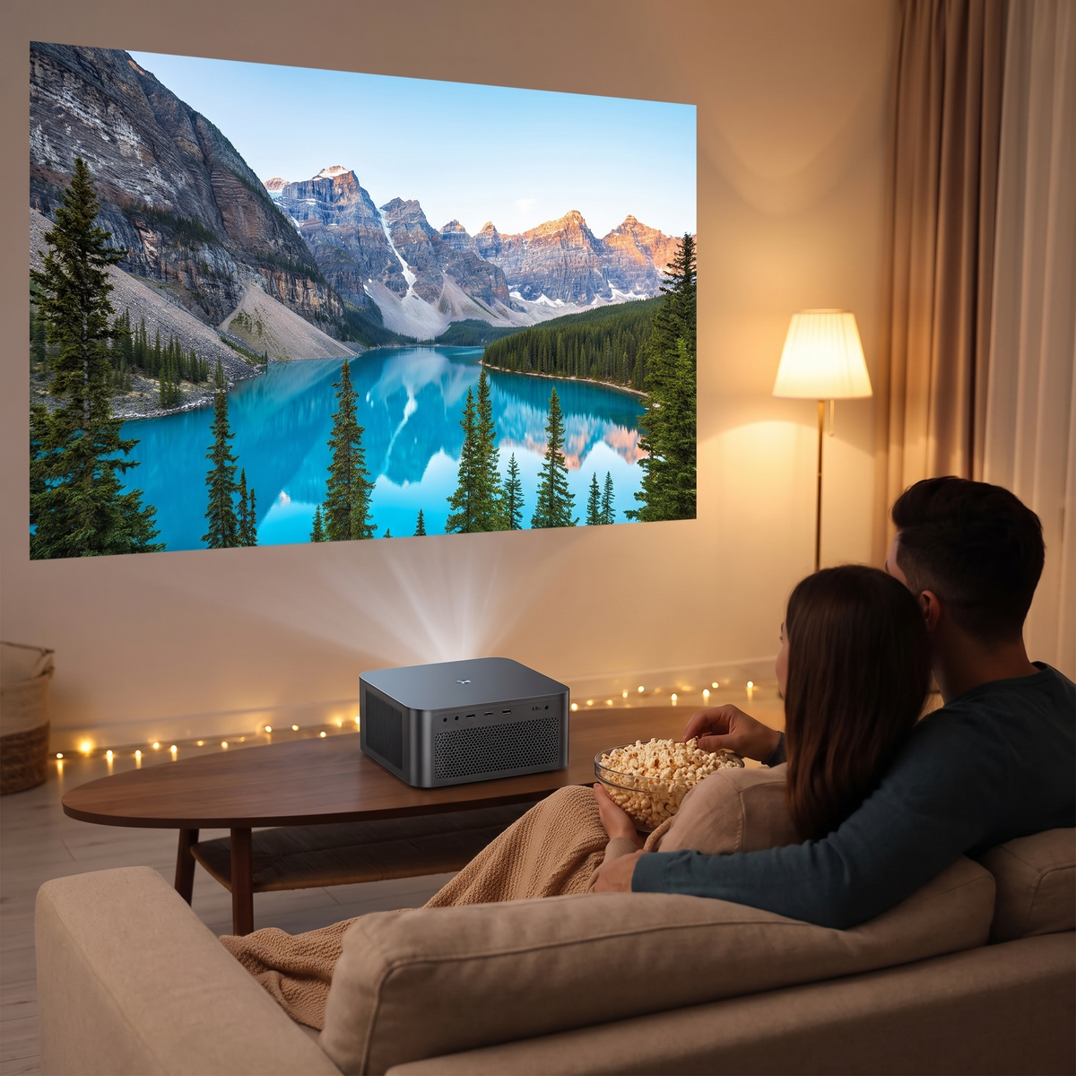 Vidéoprojecteur Full HD Android avec mise au point automatique dans un intérieur