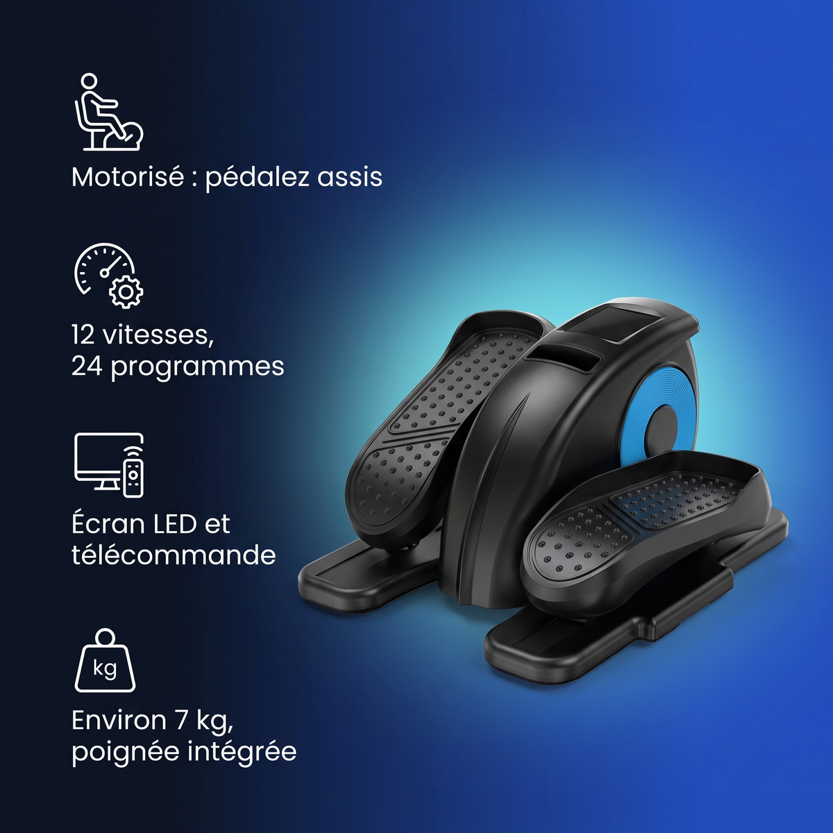 Mini vélo elliptique électrique sous bureau avec télécommande : points forts