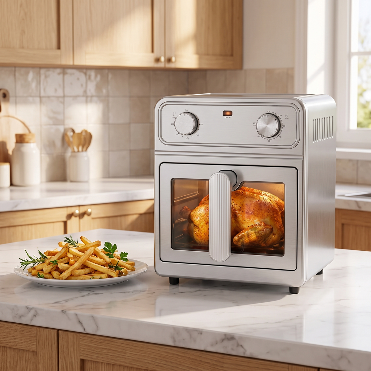 Friteuse sans huile en inox avec hublot, 6,5 litres dans un intérieur