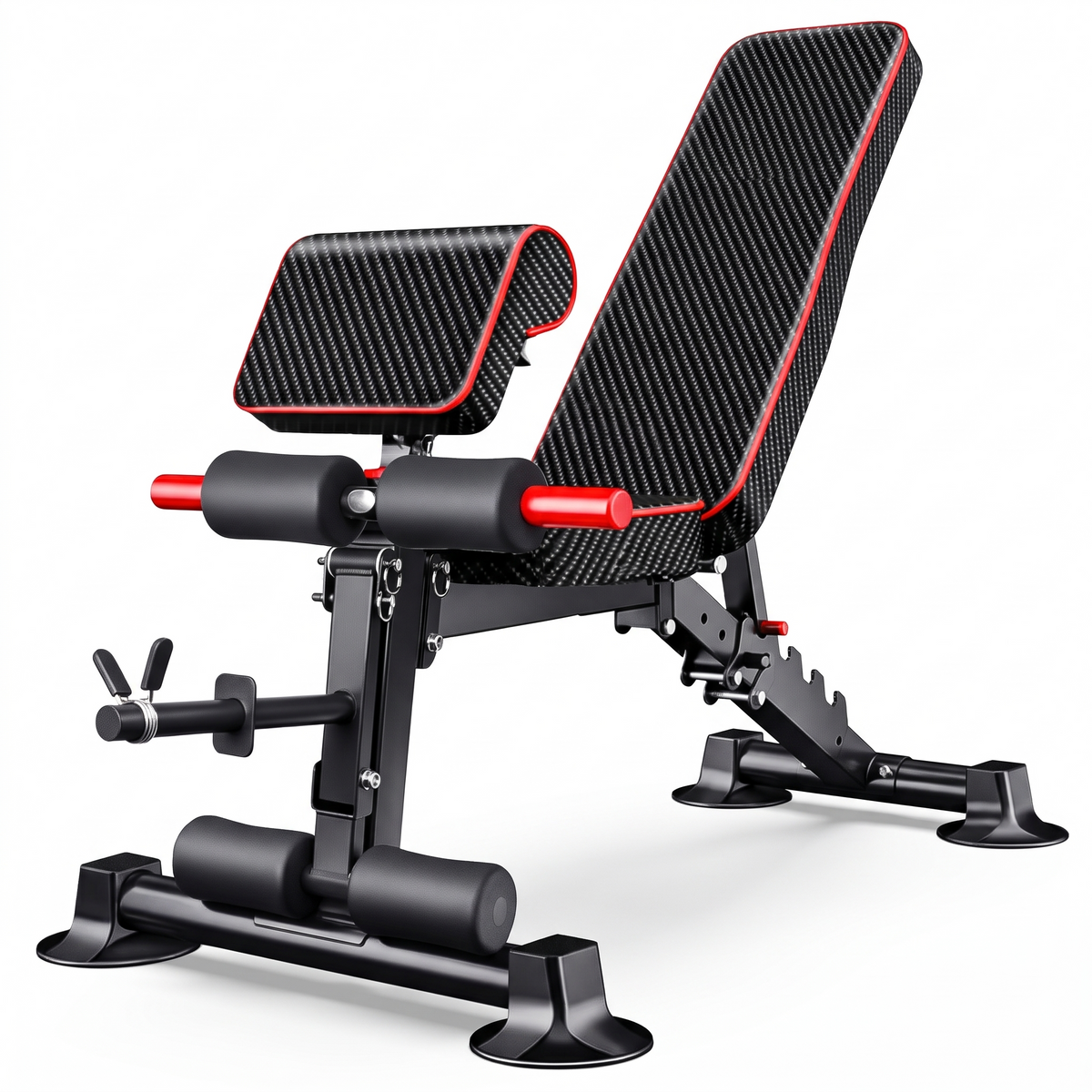 Banc de musculation pliable et réglable avec rouleaux pour les jambes
