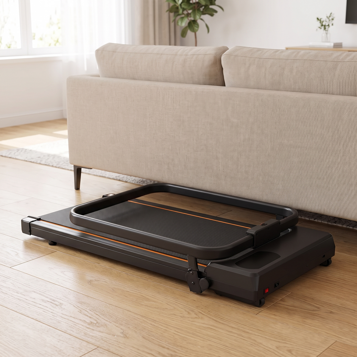 Tapis de course pliable avec inclinaison 9 % et application, vue de détail