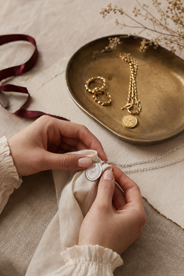 Sélection de bijoux SANAJEM dans un univers d’atelier