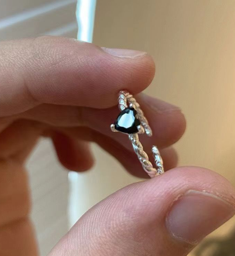 Bague Torsade d’Amour – Argent Sterling S925 & Zirconia Noir