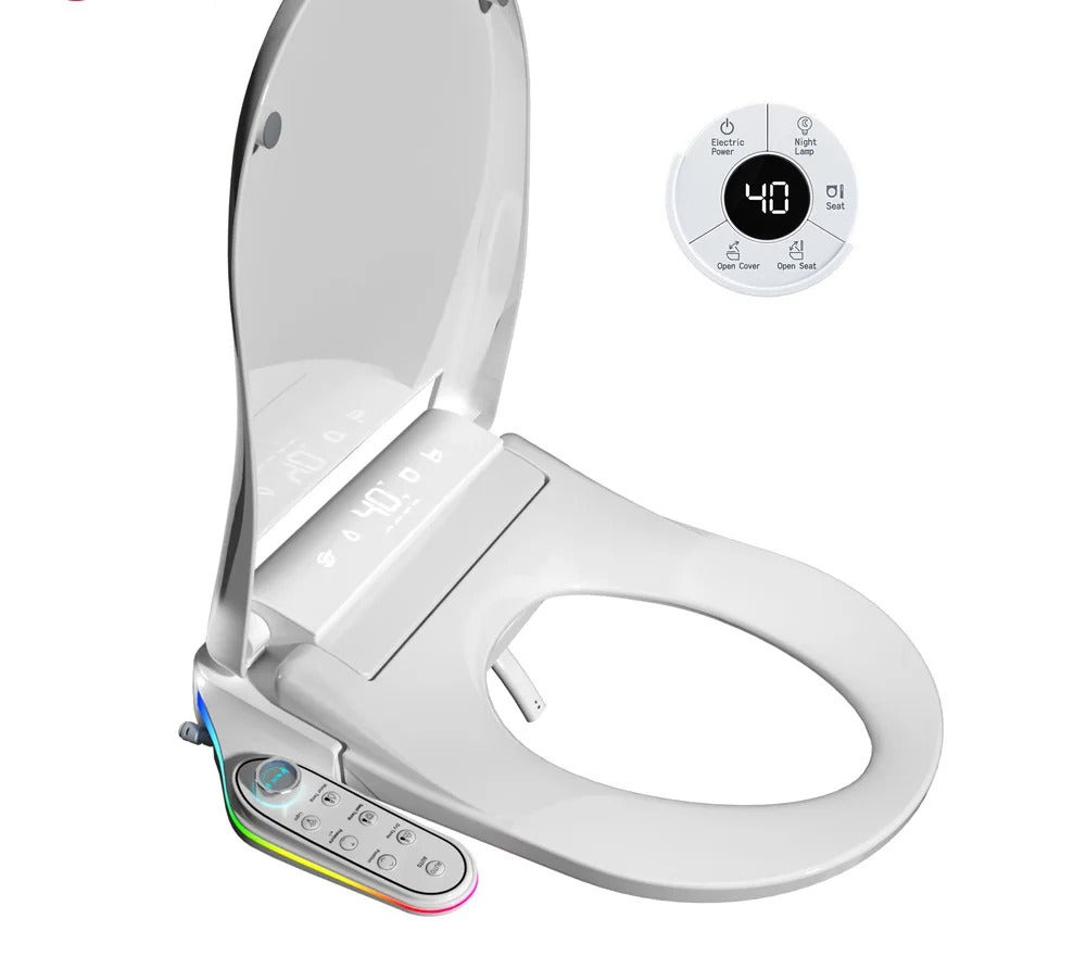 Abattant WC lavant à ouverture et fermeture automatiques, finition blanche