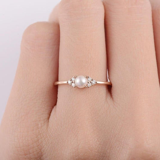 Bague Perle Rosée — Plaqué Or Rose 18K
