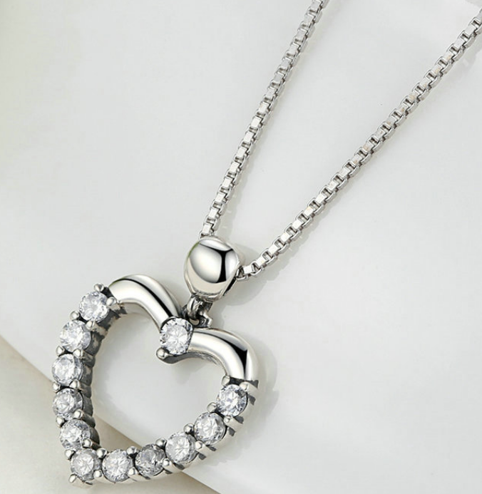 Collier Cœur Zircon — Argent Sterling S925