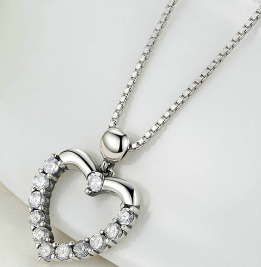 Collier Cœur Zircon — Argent Sterling S925