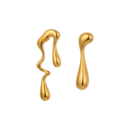 Boucles Goutte Asymétrique — Plaqué Or 18K