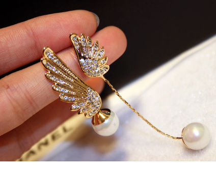 Boucles Ailes Nacrées — Argent S925 Plaqué Or 18K