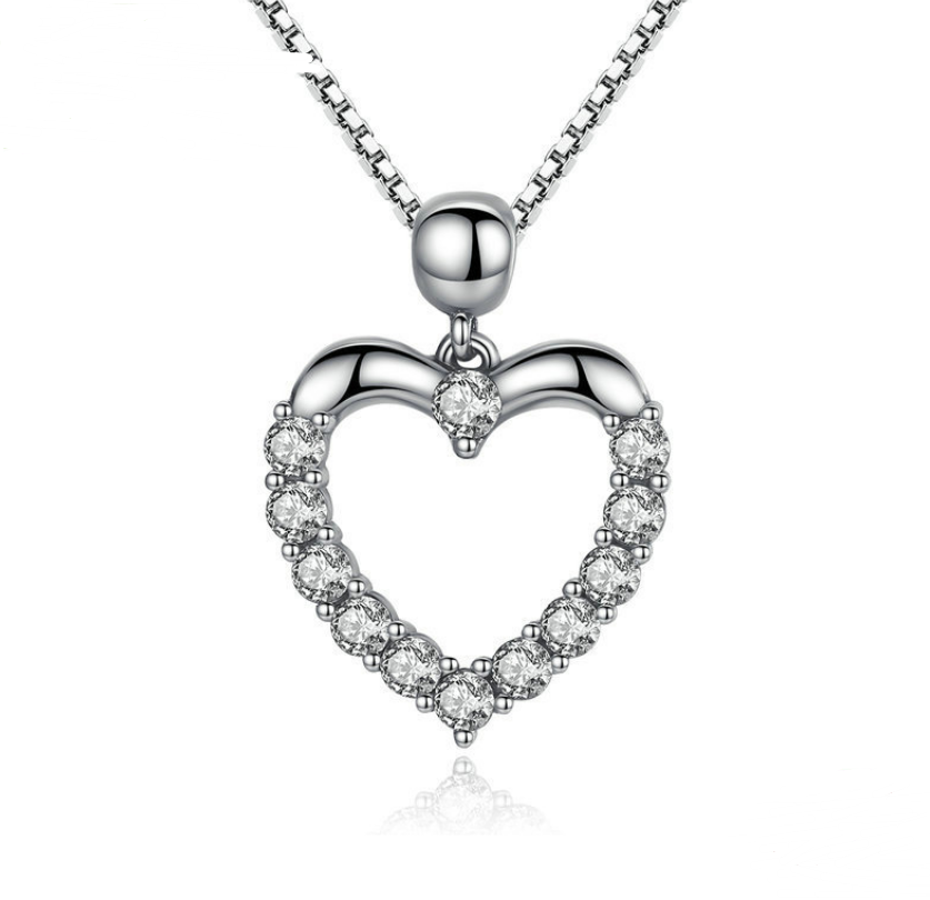 Collier Cœur Zircon — Argent Sterling S925