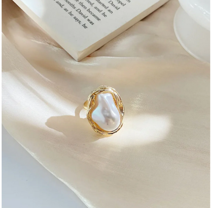 Bague Perle Marine — Plaqué Or 18K