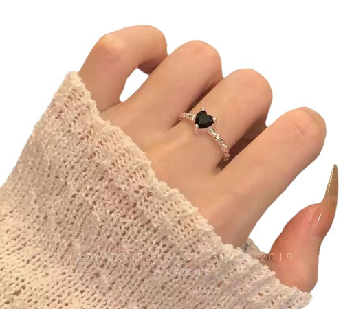 Bague Torsade d’Amour – Argent Sterling S925 & Zirconia Noir