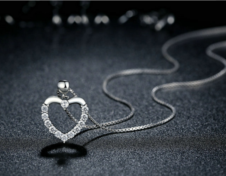 Collier Cœur Zircon — Argent Sterling S925