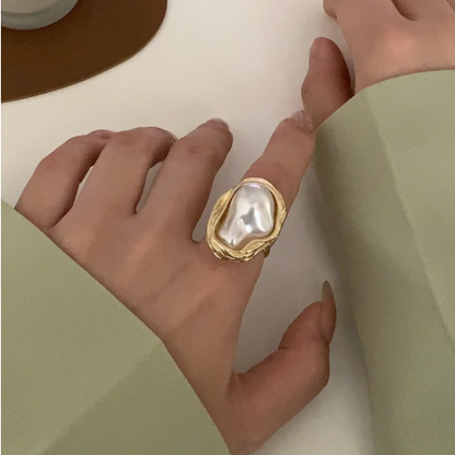 Bague Perle Marine — Plaqué Or 18K
