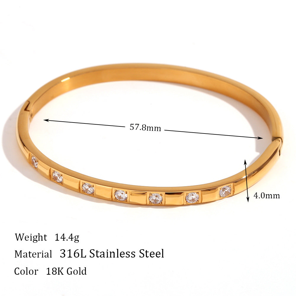 Bracelet Boucle Zircon — Plaqué Or 18K