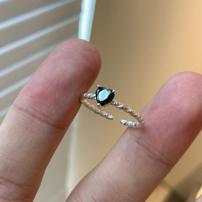 Bague Torsade d’Amour – Argent Sterling S925 & Zirconia Noir