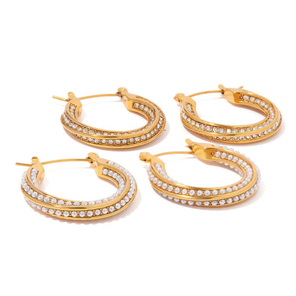 Boucles Torsadées Perle — Acier Plaqué Or 18K
