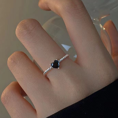 Bague Torsade d’Amour – Argent Sterling S925 & Zirconia Noir