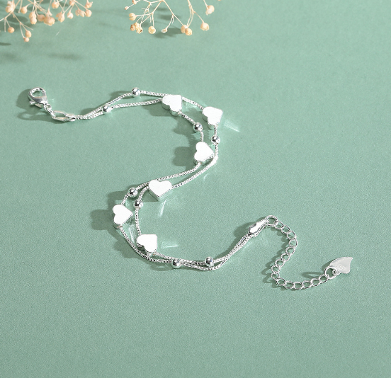 Bracelet Cœur Double — Argent S925