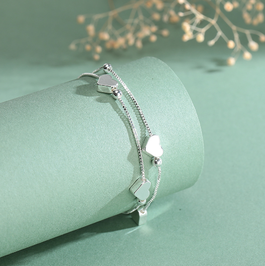 Bracelet Cœur Double — Argent S925