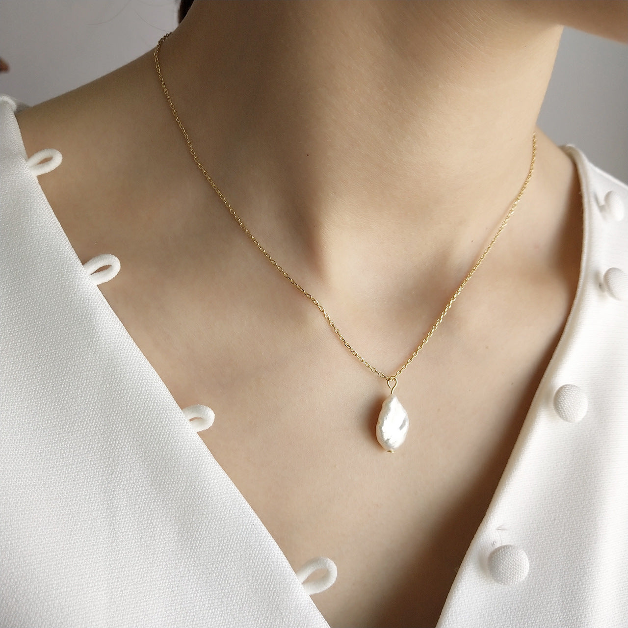 Collier Perle Baroque — Argent Sterling S925