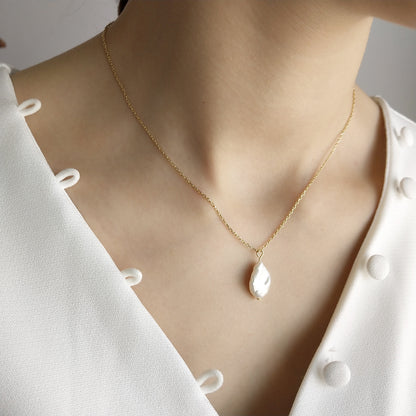 Collier Perle Baroque — Argent Sterling S925