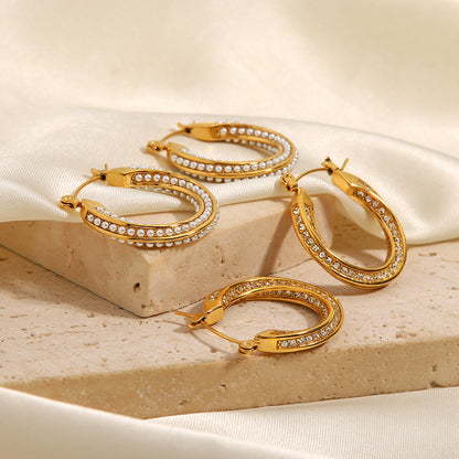 Boucles Torsadées Perle — Acier Plaqué Or 18K