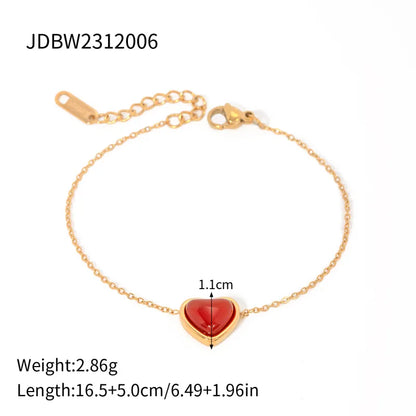 Bijou Cœur Rouge — Acier Inoxydable Plaqué Or 18K