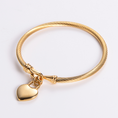 Bracelet Cœur Fil — Acier Plaqué Or 18K