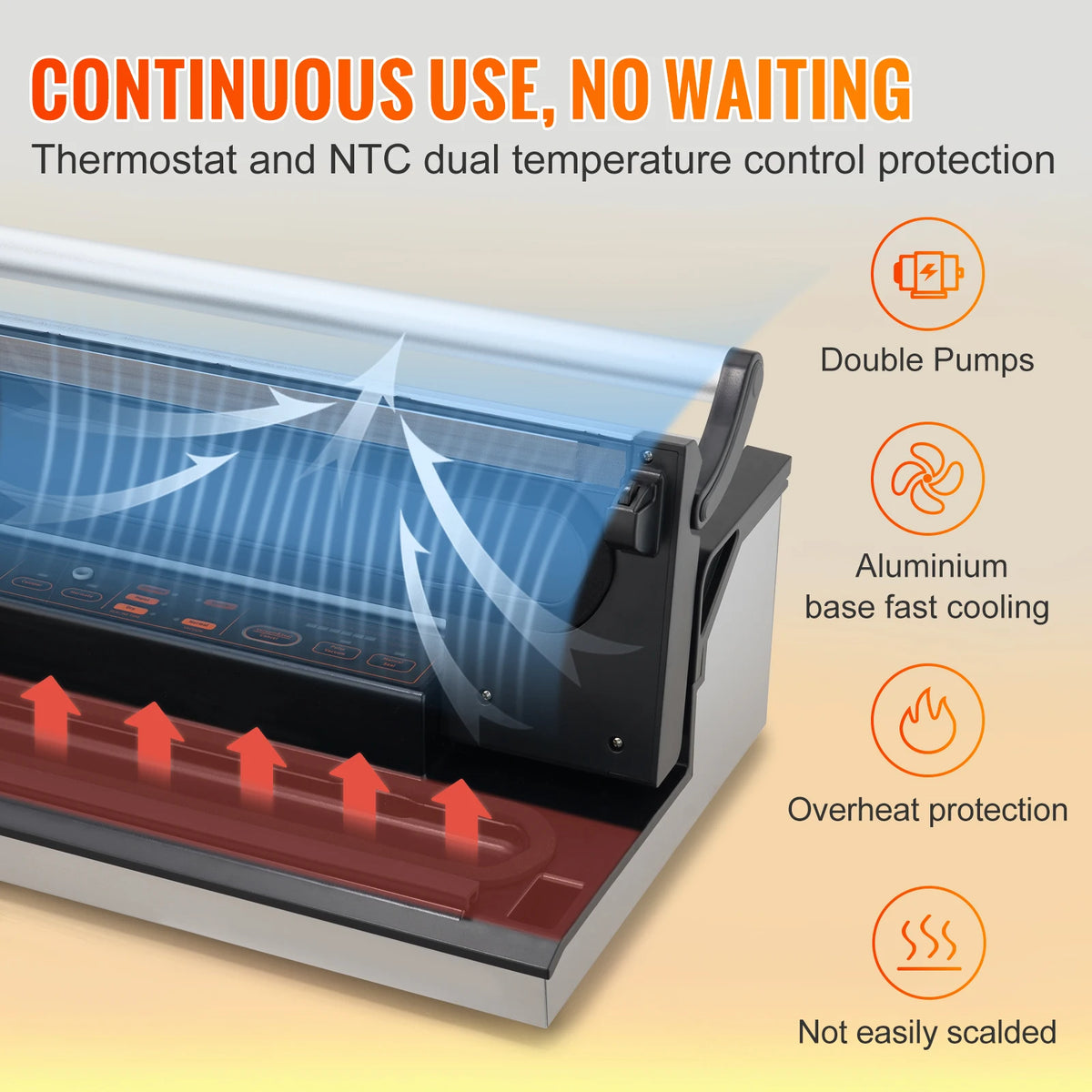 Appareil de mise sous vide inox à double pompe