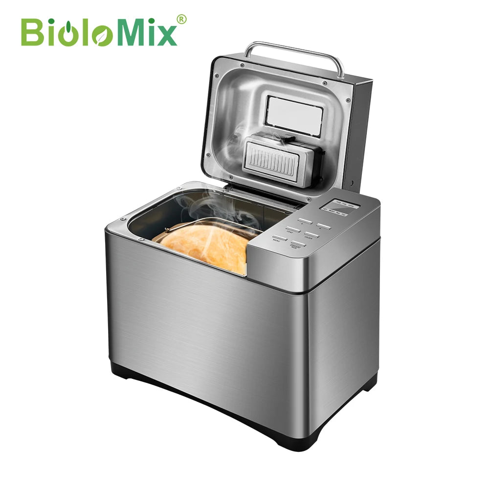 Machine à pain programmable en inox avec distributeur de fruits secs