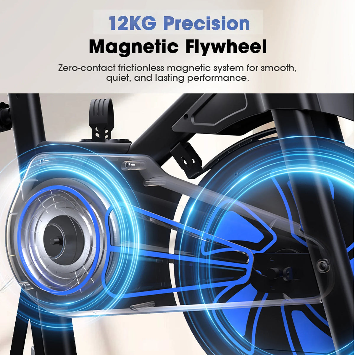Vélo de biking magnétique silencieux avec volant d'inertie 12 kg