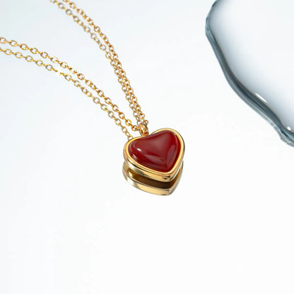 Bijou Cœur Rouge — Acier Inoxydable Plaqué Or 18K