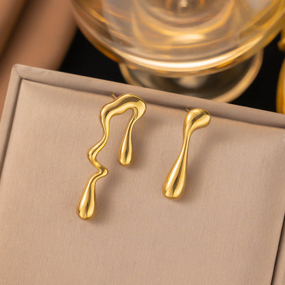 Boucles Goutte Asymétrique — Plaqué Or 18K