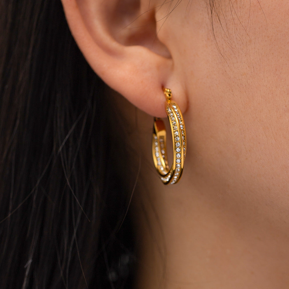 Boucles Torsadées Perle — Acier Plaqué Or 18K