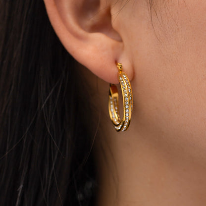 Boucles Torsadées Perle — Acier Plaqué Or 18K