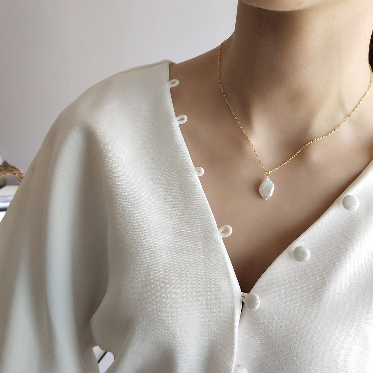 Collier Perle Baroque — Argent Sterling S925