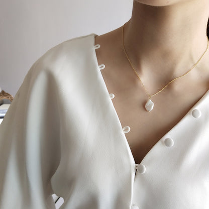 Collier Perle Baroque — Argent Sterling S925