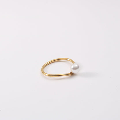 Bague Perle Nacrée — Plaqué Or 18K