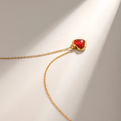 Bijou Cœur Rouge — Acier Inoxydable Plaqué Or 18K