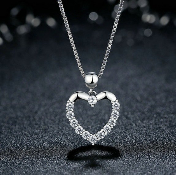 Collier Cœur Zircon — Argent Sterling S925