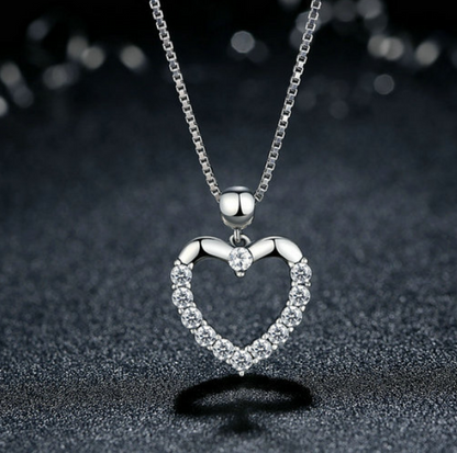 Collier Cœur Zircon — Argent Sterling S925